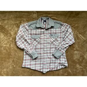Vintage Wrangler‎ Pearl Snap Plaid Western Shirt Men's Size XL